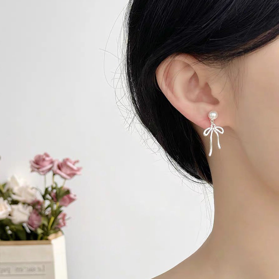 Pearl Bow Ear Clip Without Pierced Ears Super Graceful Earrings