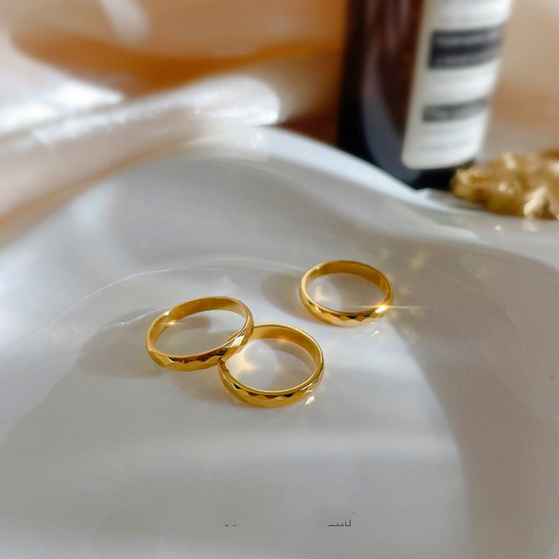 Luxury Cold Wind Diamond Pattern Titanium Steel No Fading Rings