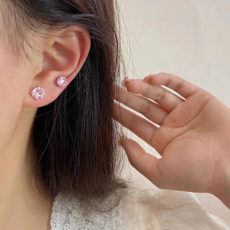 Women's Sier For Simple Zircon Diamond High-grade Earrings
