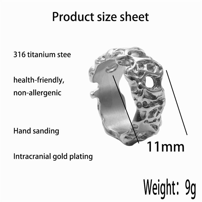 Men's Titanium Steel Tree Figure Rattan Retro Rings