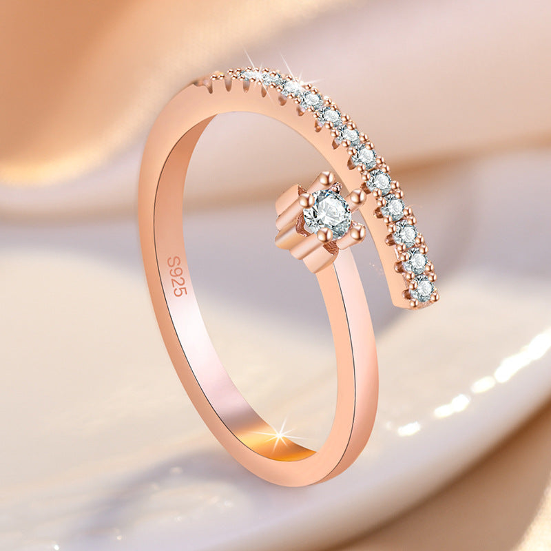 Simple Opening Five-pointed Star Zircon Ornament Rings