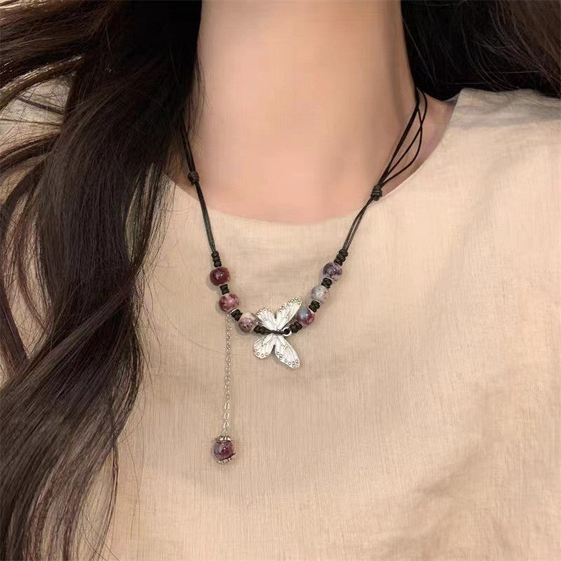 Women's Beaded For Design High-grade Butterfly Clavicle Necklaces