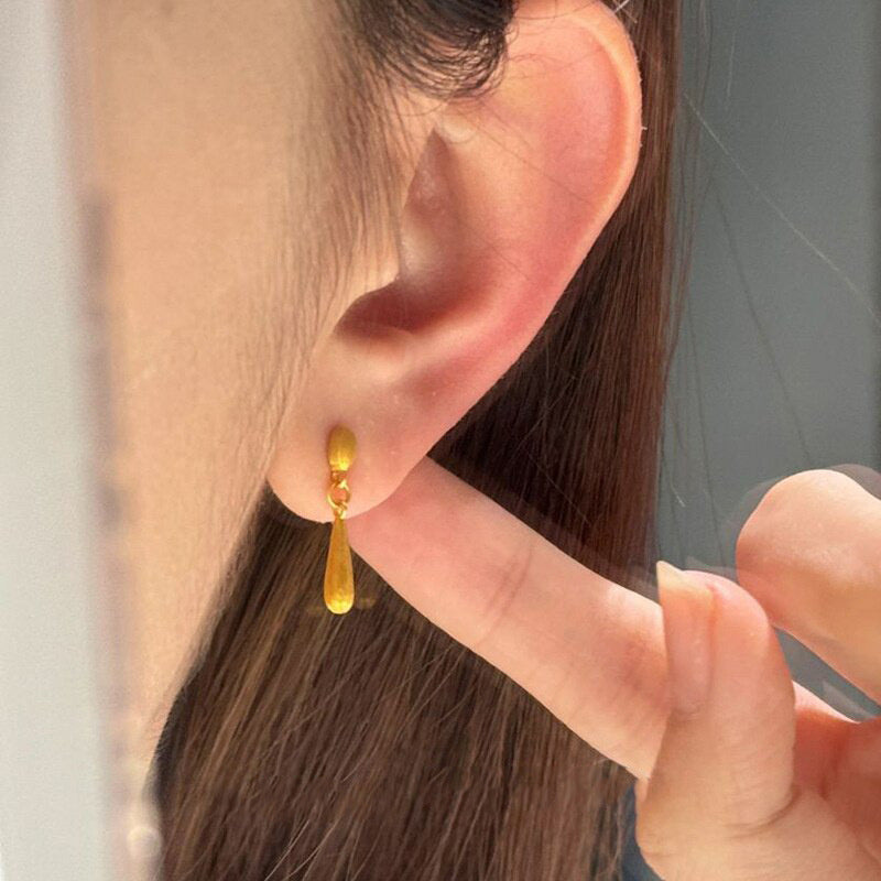 Women's Frosted Gold Water Drop Ear Light Luxury Temperament Unique High Earrings