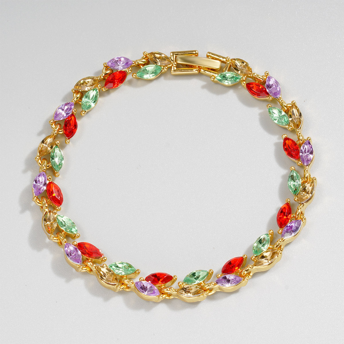 Women's Light Green Zircon Small Willow Leaf Bracelets