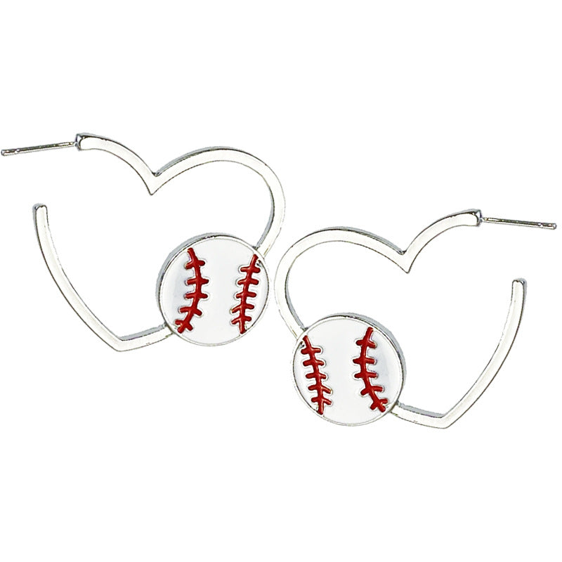 Metal Rugby Sports Theme Big Ear Basketball Earrings