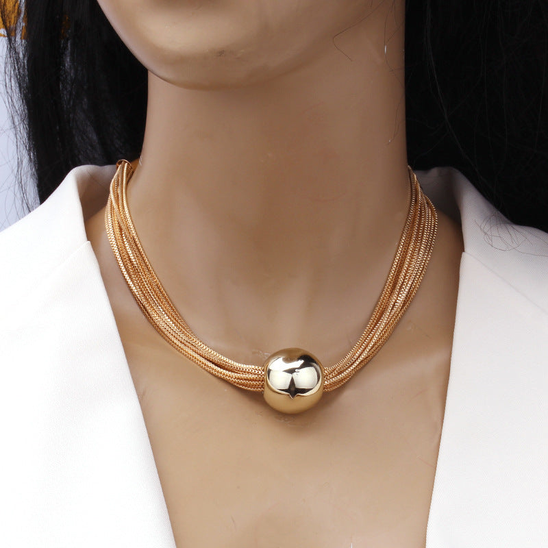 Ornament Exaggerated Large Cylindrical Clavicle Hip Necklaces