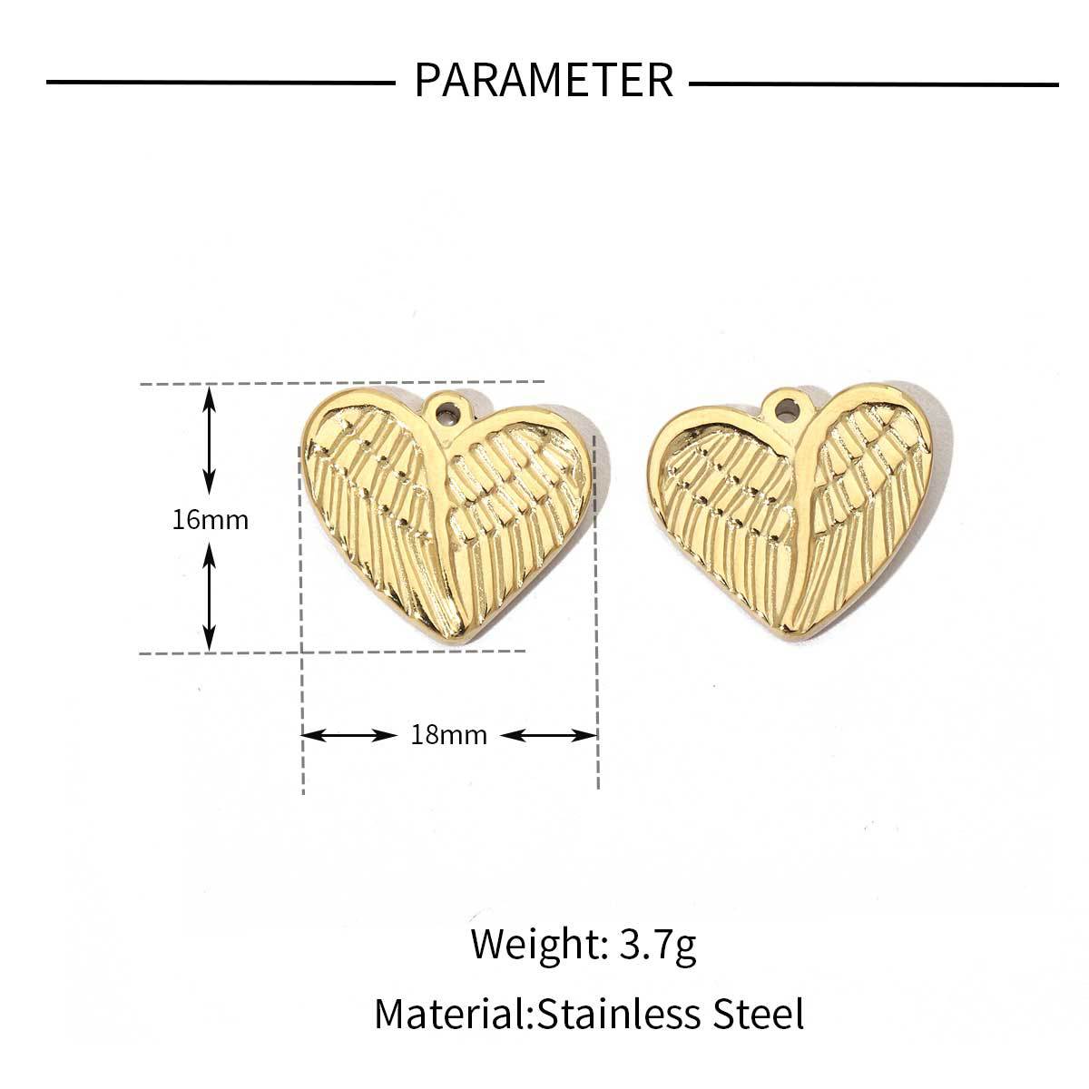 Peach Heart Wings Lock Stainless Steel Retro Titanium Pendants