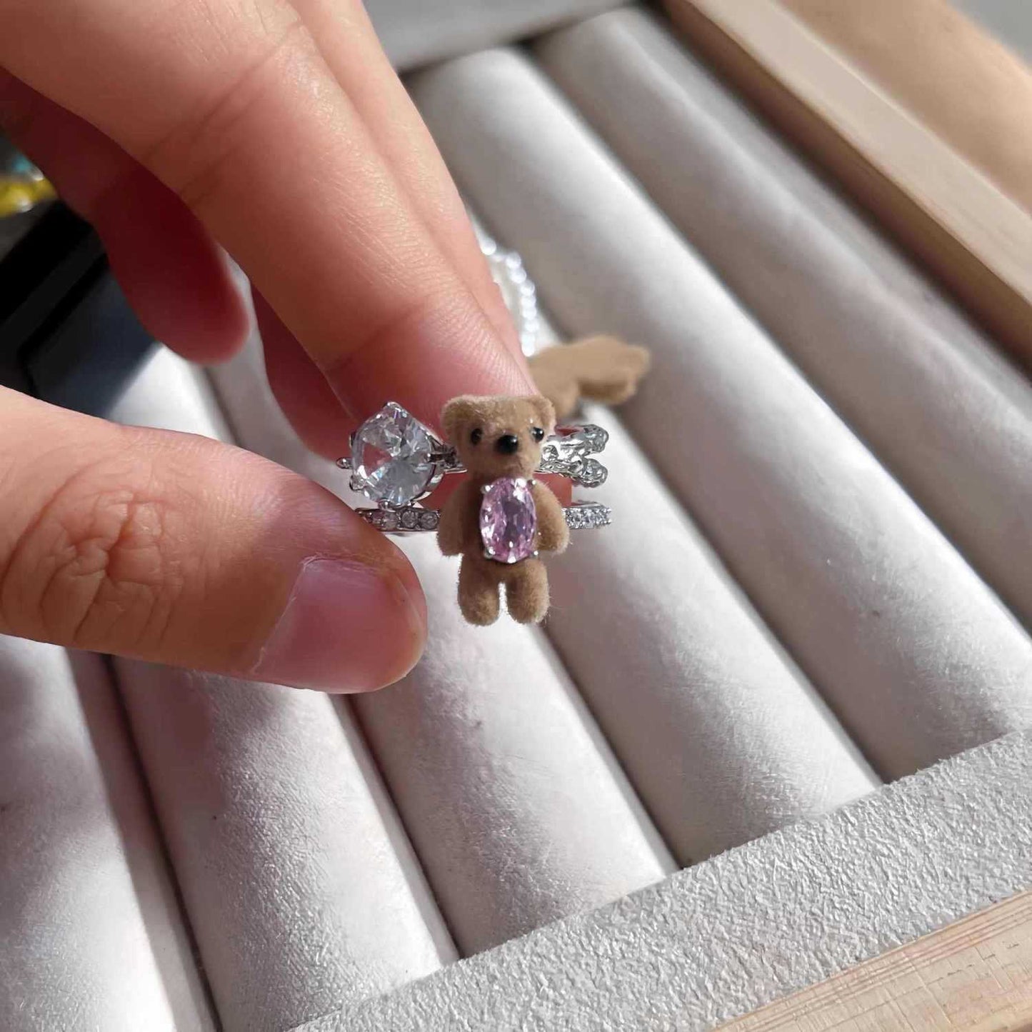 Imitation Blue Treasure Egg Noodles Bow Female Niche Ring