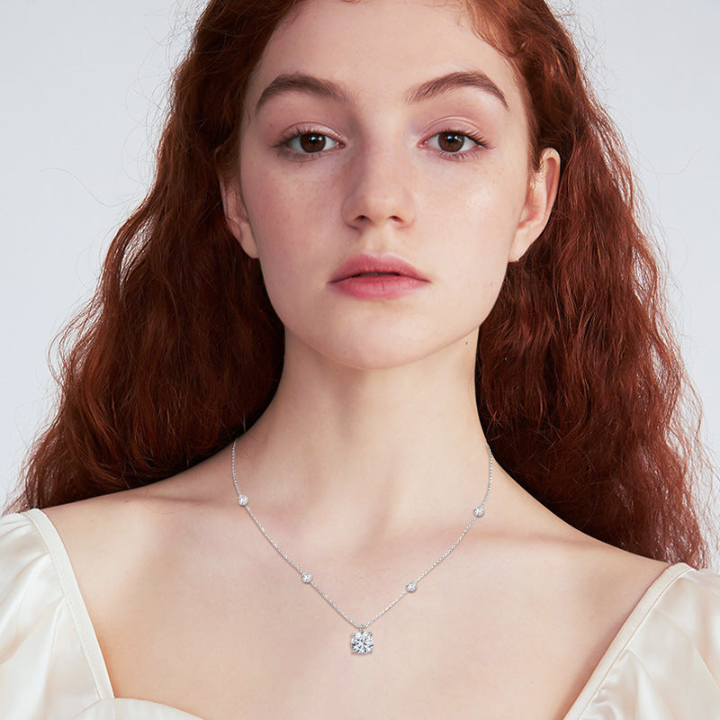 Luxury Trendy Moissanite High-grade Design Niche Sterling Sier Necklaces