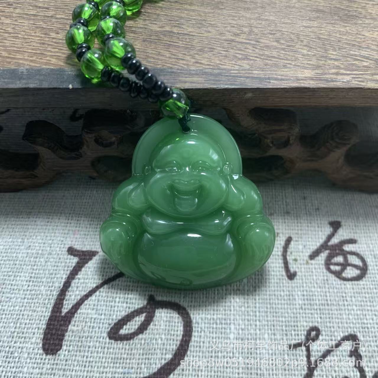 Double-sided Pattern Carving Big Belly Buddha Male Smiling Face Sweater Necklace