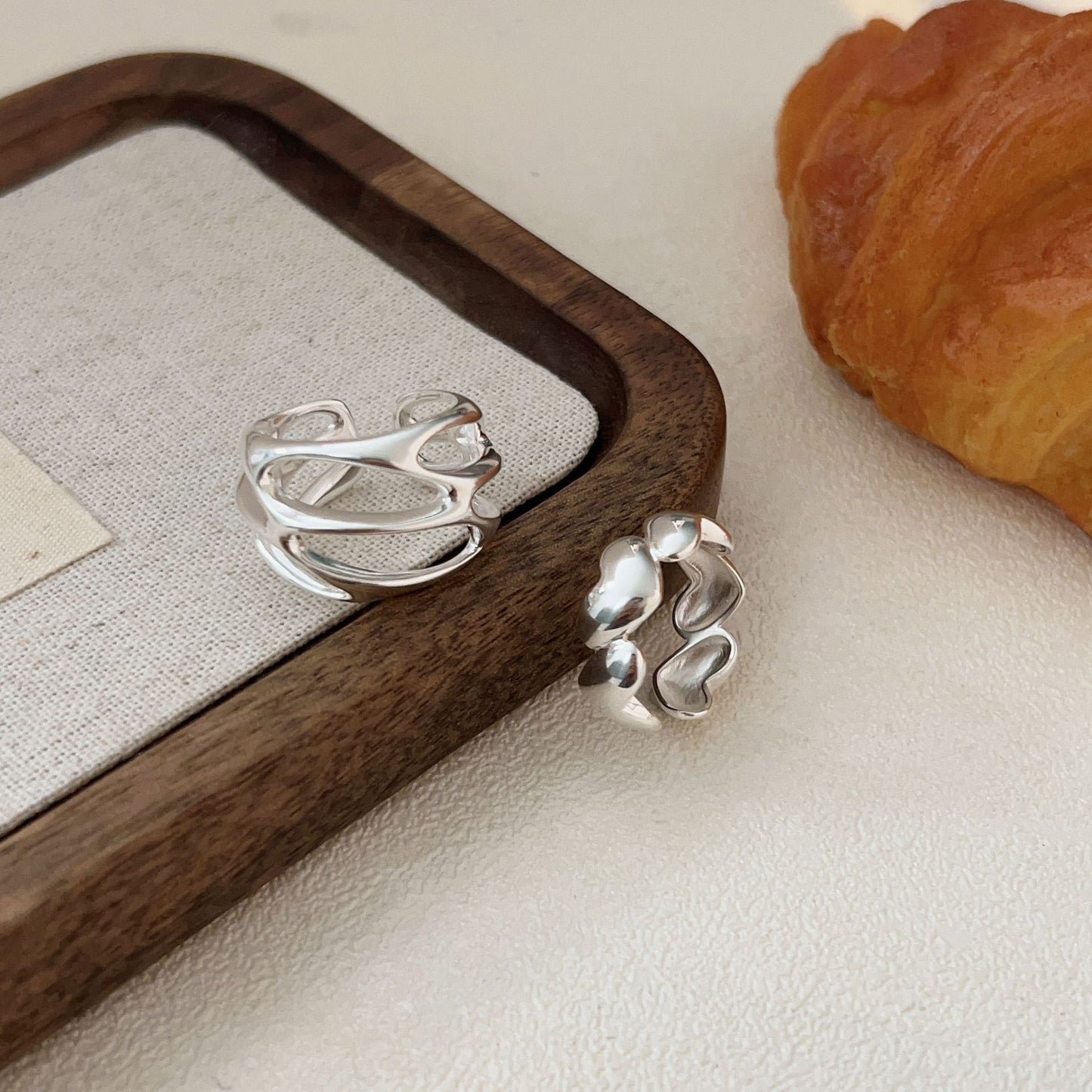 Heart In Sterling Sier Female Hollow Exaggerated Affordable Luxury Rings