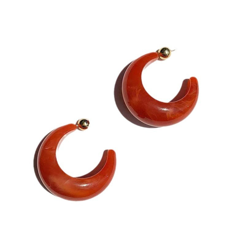 Orange Crescent Acrylic Design Simple High Sense Rings