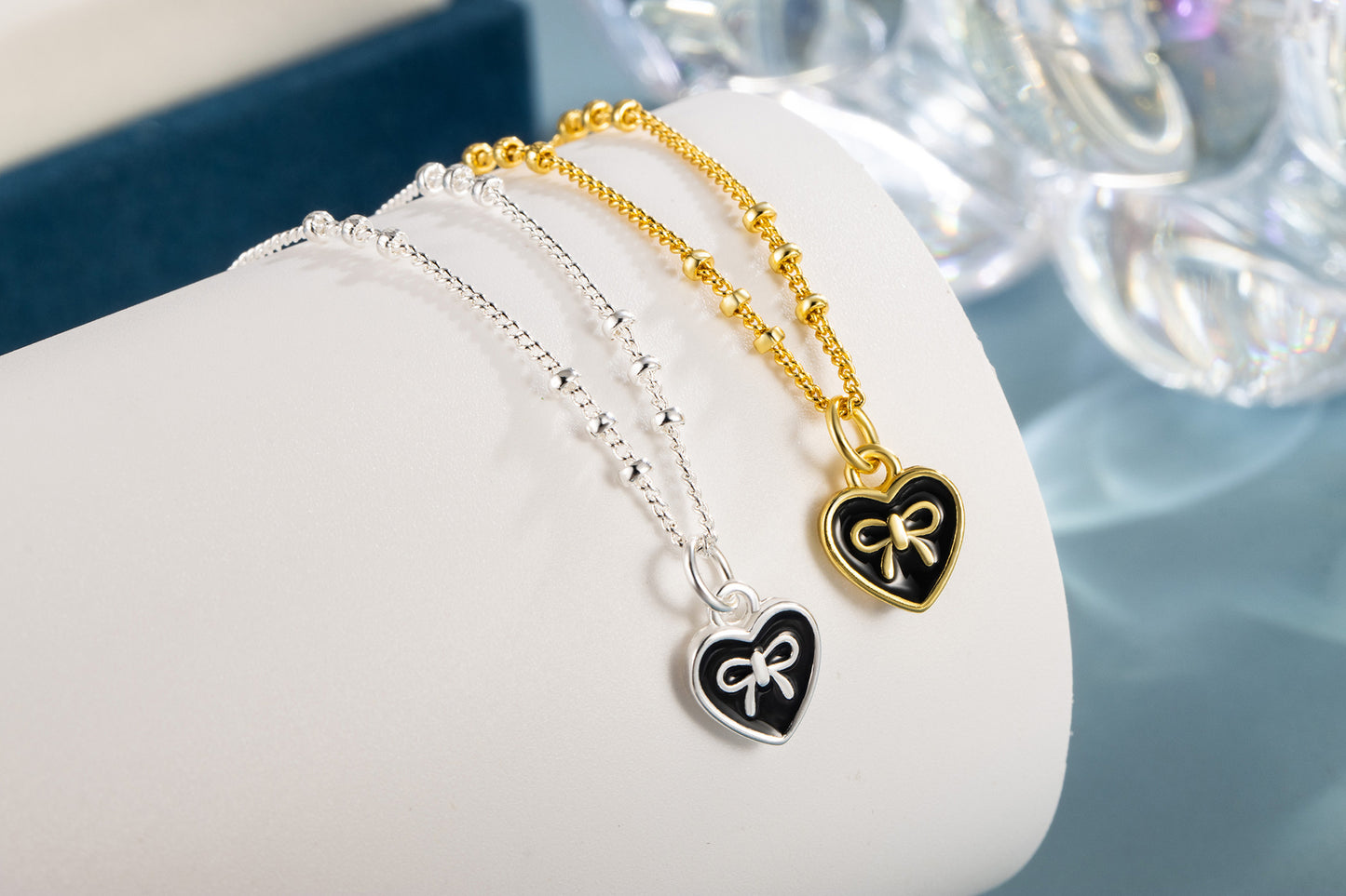 Women's Drip Glazed Love Heart Bow Tie For Necklaces