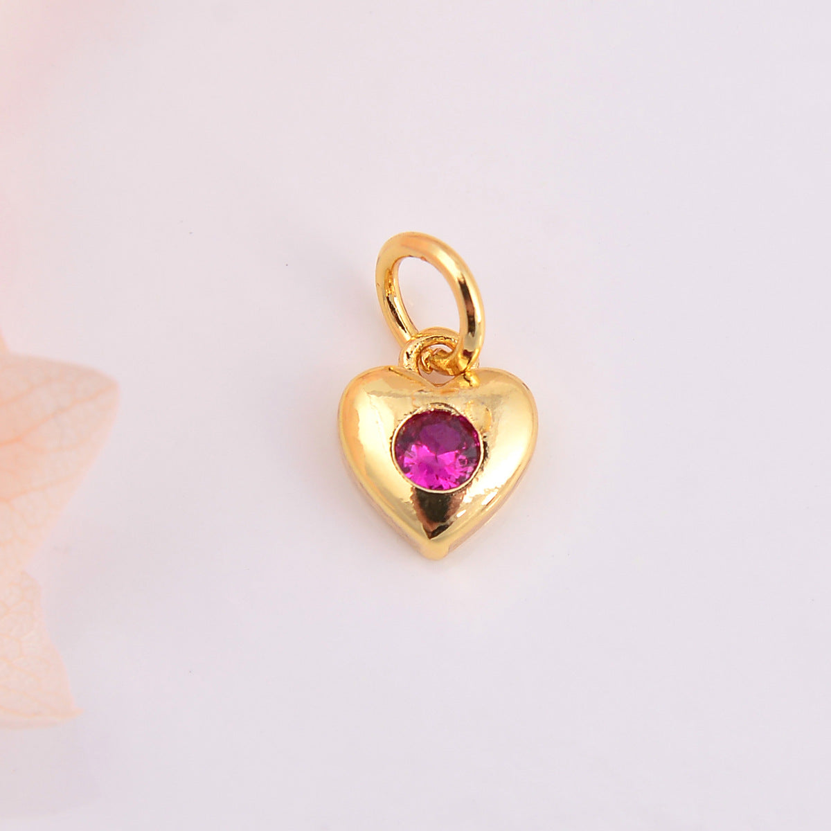 Colorful Heart-shaped Zircon Gold Small Copper Pendants