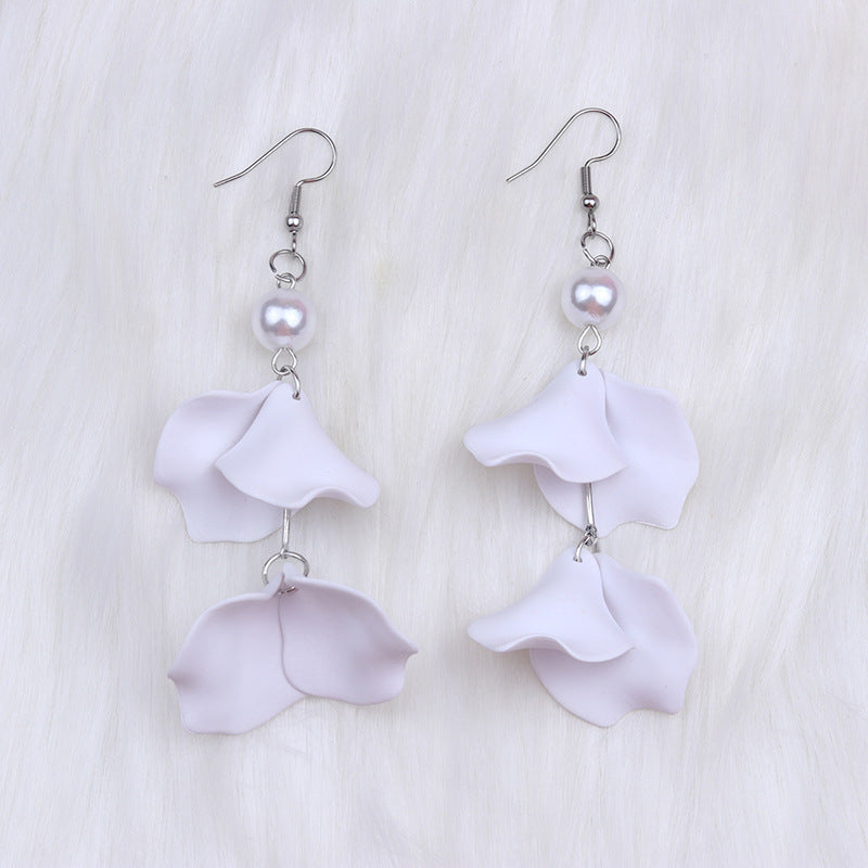 Women's Bohemian Style Pearl Petal Long Acrylic Earrings