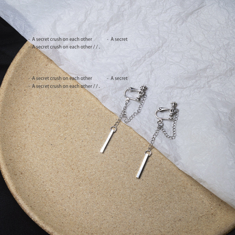 Women's Asymmetric Tassel Ear Clip One-piece Design Light Luxury Earrings
