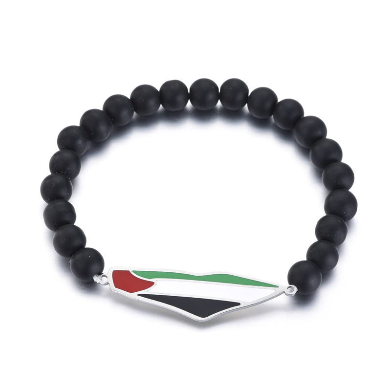 Oil Dripping Vintage Palestine Map Stainless Steel Necklaces
