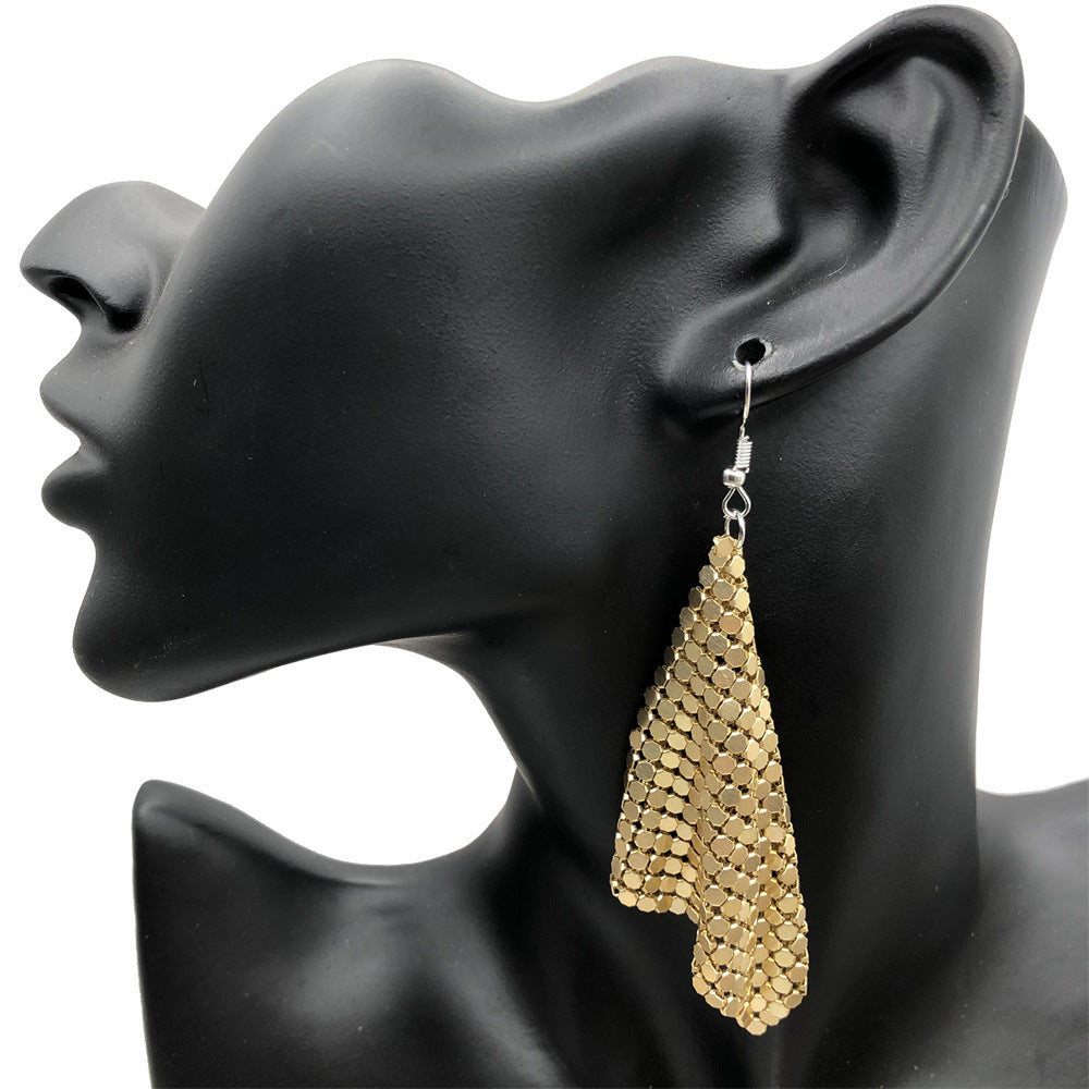 Large Mesh Plate Fashion Square Variable Earrings