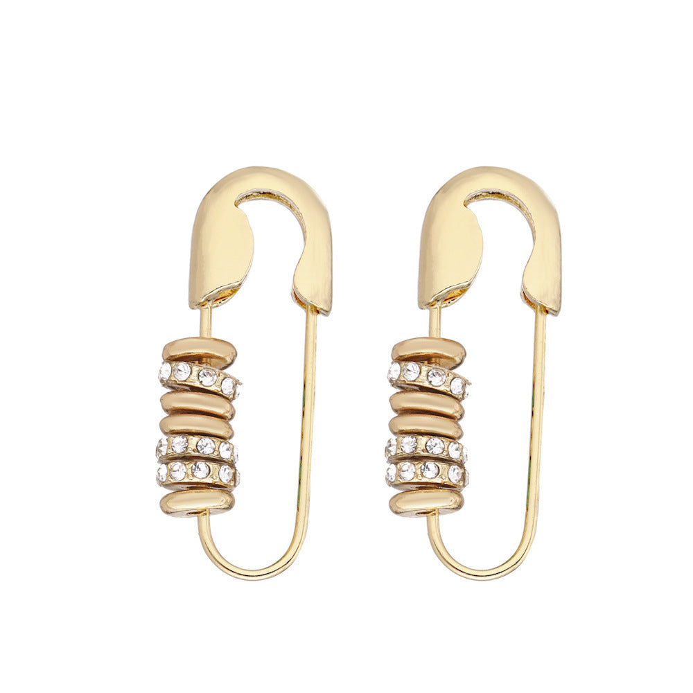 Clip Shape Copper Inlaid Zirconium Korean Earrings