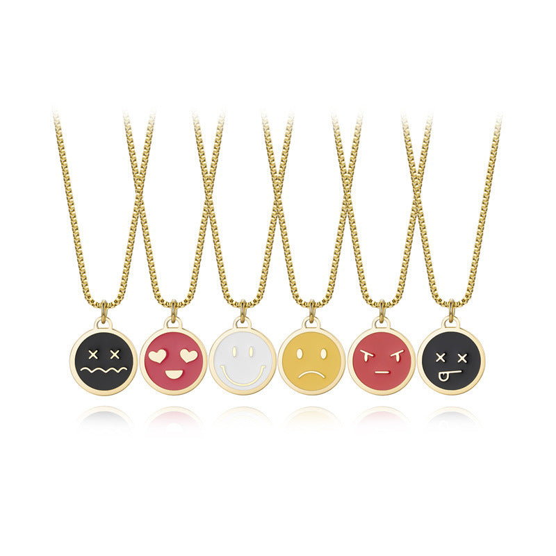 Women's Fashion Style Smiley Face Expression Round Plate Pendants