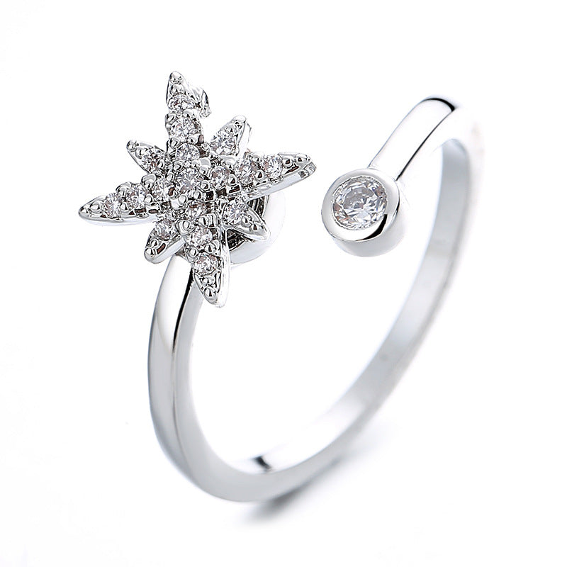 Women's & Men's Creative Set Spinning Adjustable Zircon Flower Rings