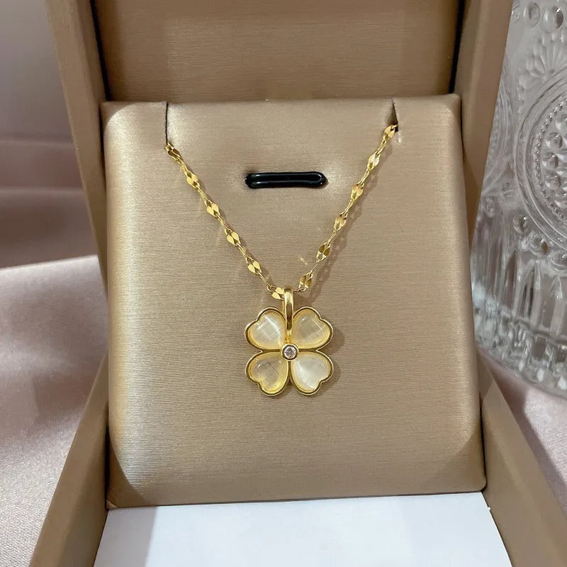 Women's Lucky Four-leaf Clover Titanium Steel Gold-plated Necklaces