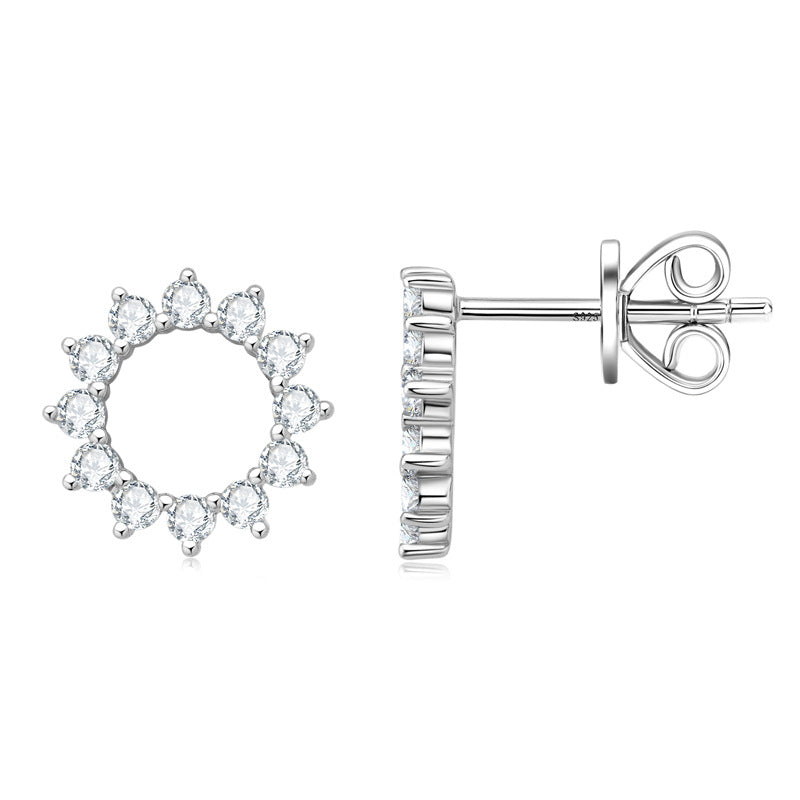 Clover Ear Color Moissanite Cute Sterling Earrings