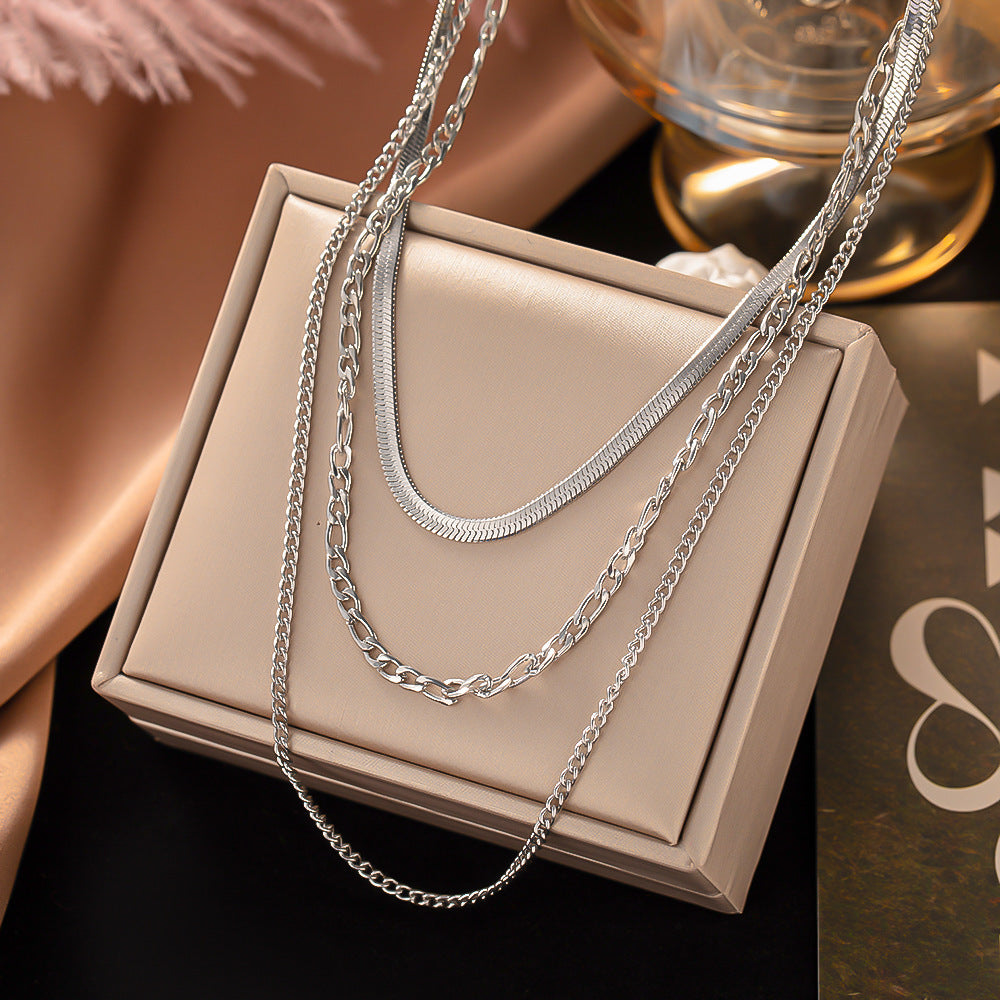 Titanium Steel High-grade Gold-plated Snake Bones Chain Niche Necklaces