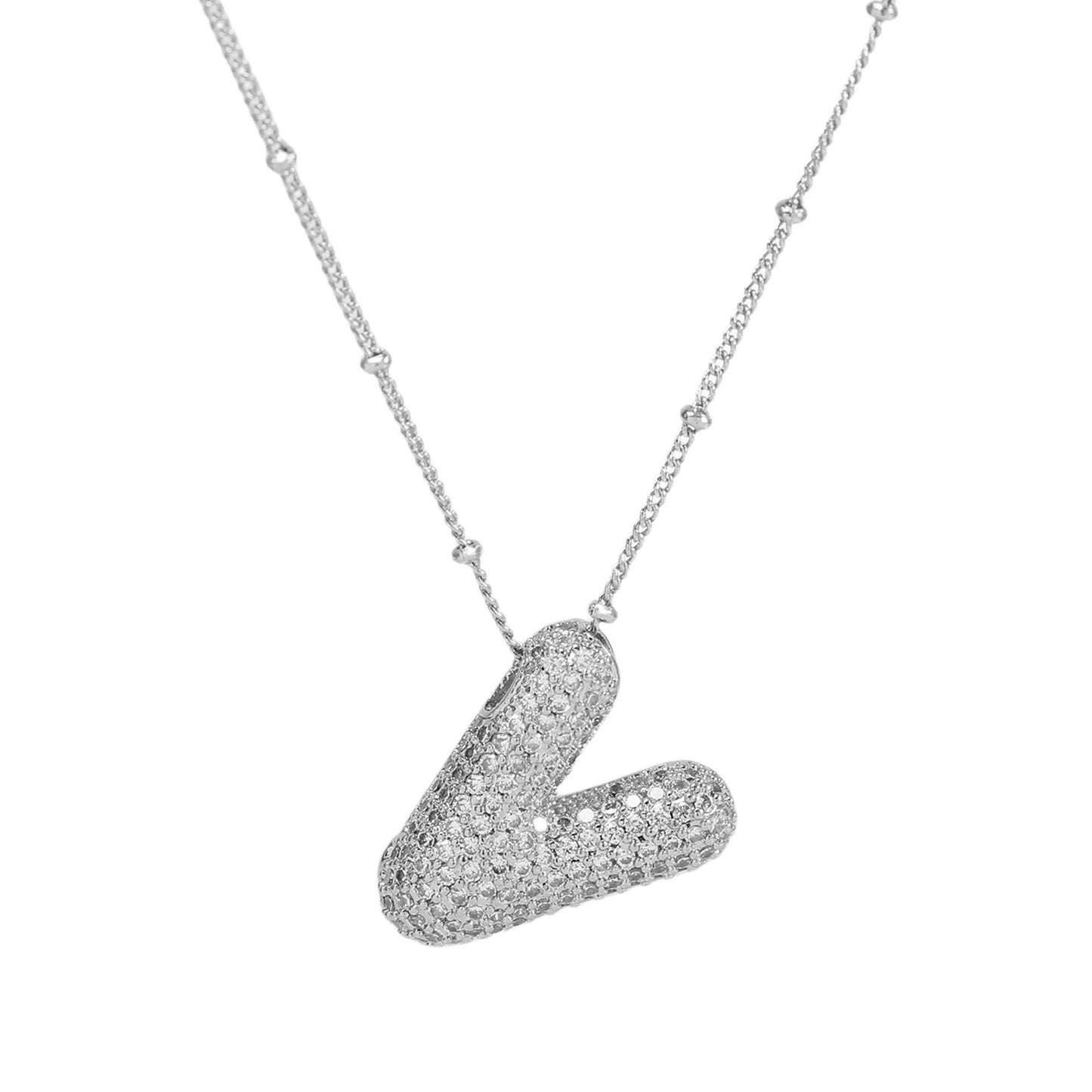 Women's Brass Zircon Bubble Balloon Letter Chubby Necklaces