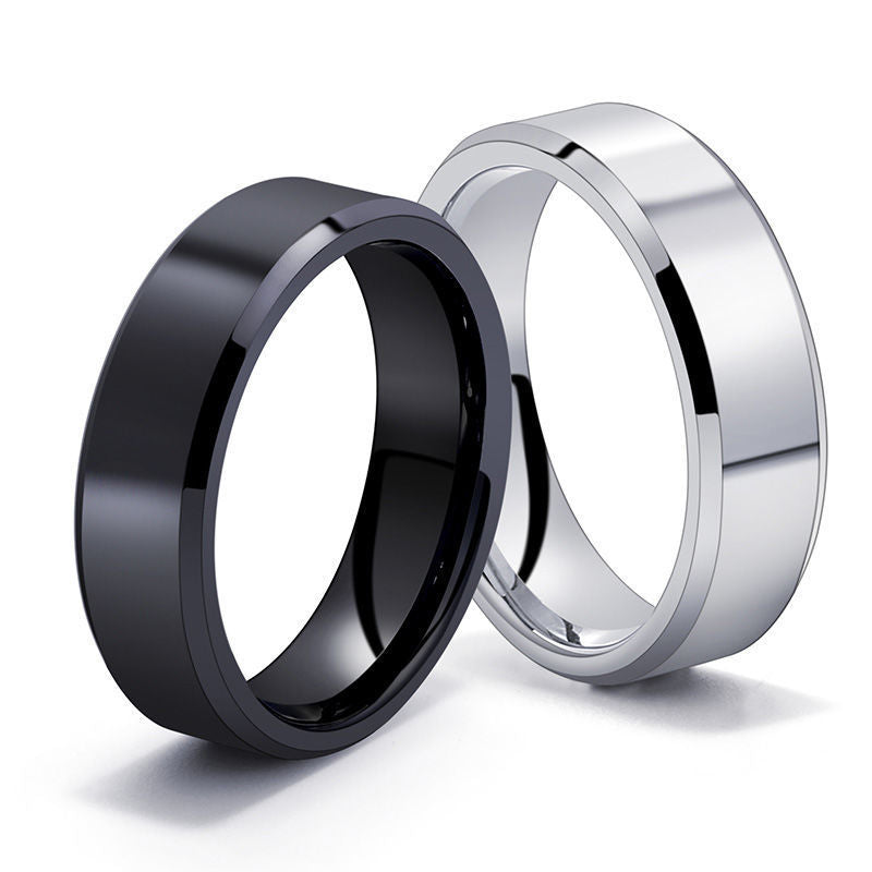 Men's Black Matte Stainless Steel Small Commodity Rings