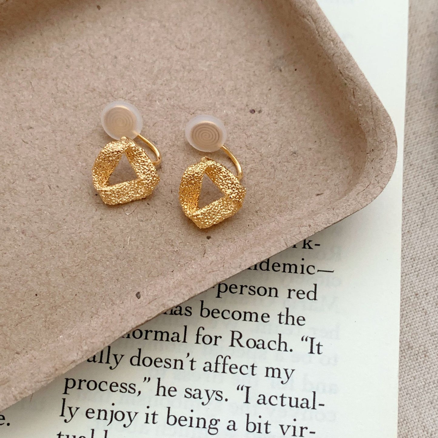 Simple Hollow Geometry Triangle Sier High Stud Earrings