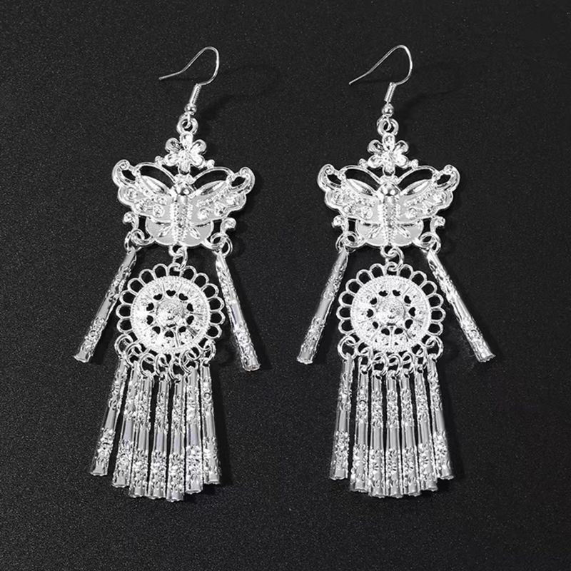 Imitation Miao Sier Ethnic Style Peacock Earrings