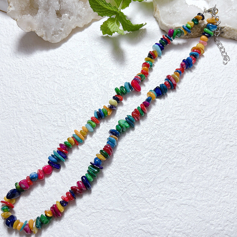 Gravel Style Neck Chain Bohemian Agate Necklaces