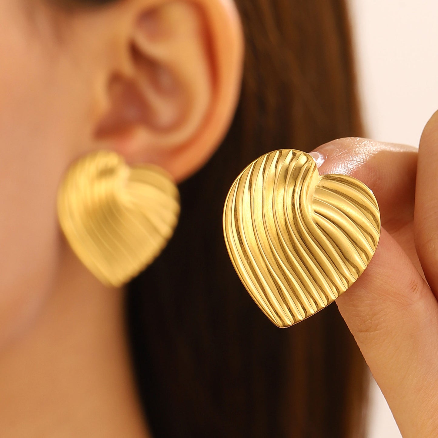 Women's Titanium Steel Pleated Geometric Irregular Round Rings