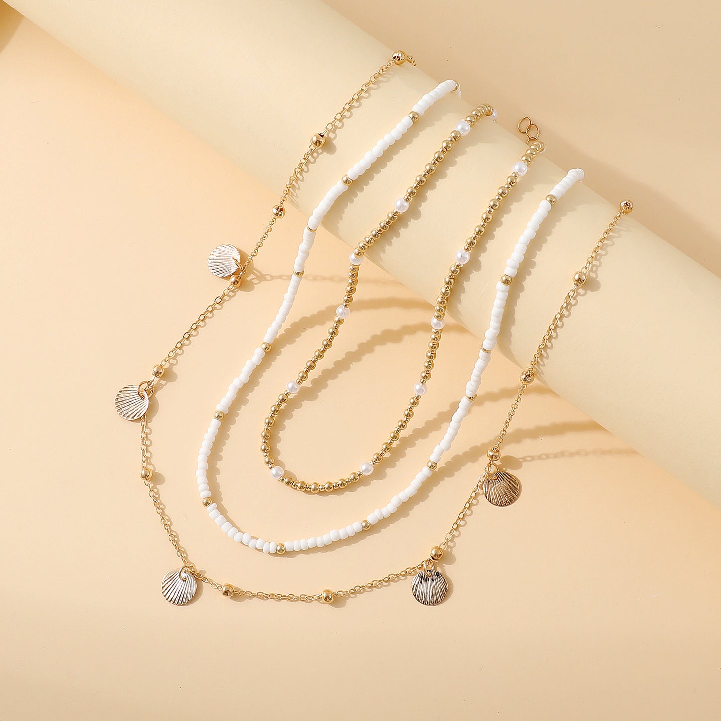 Shell Twin Bead Female Niche Stringed Pearls Necklaces