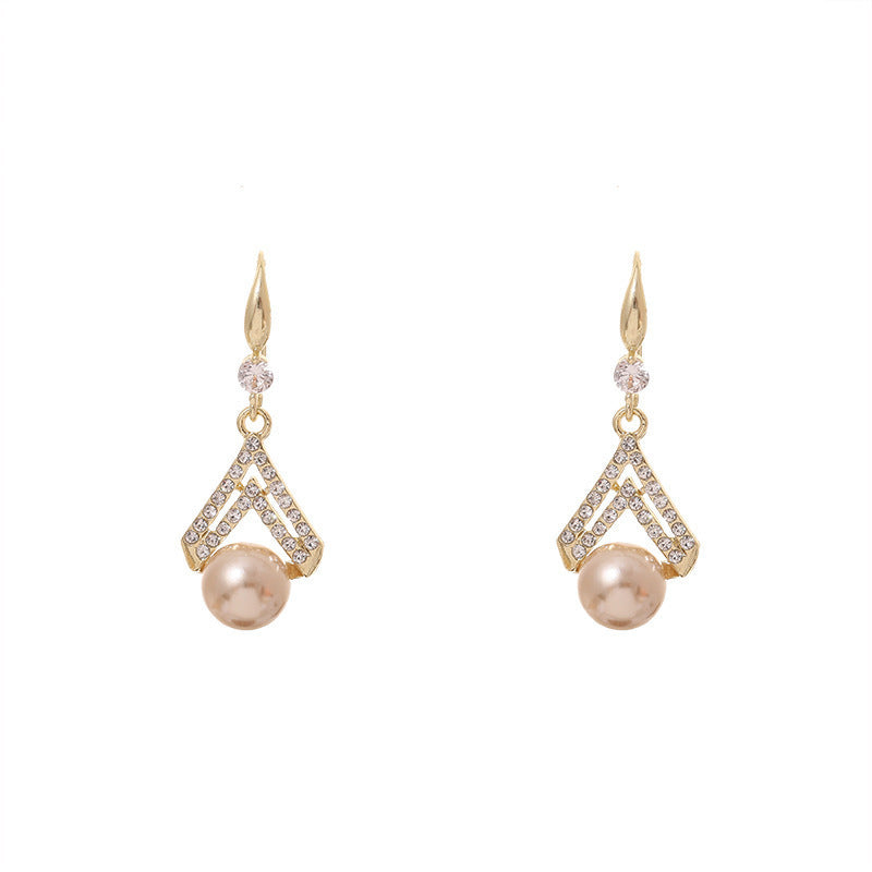 Fashion Simple Niche High-grade Pearl Champagne Earrings