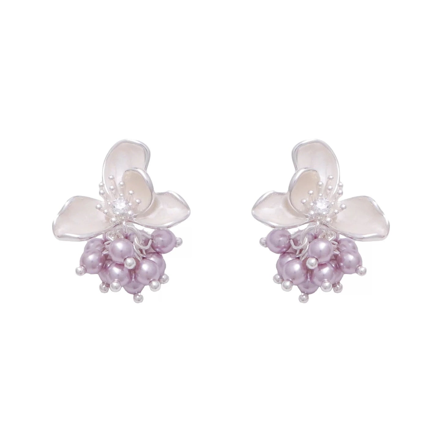 Women's Blue Drip Glazed Flower Crystal Tassel Exquisite Commuter High-grade Earrings