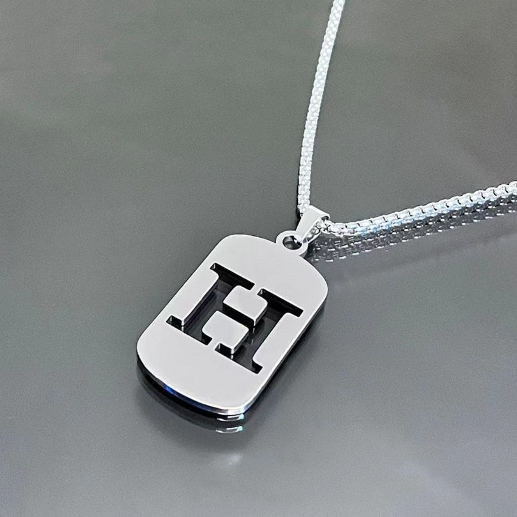 English Letter Titanium Steel Male Female Couple Clothing Necklaces