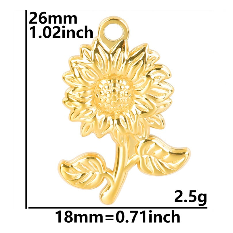 Sunflower Stainless Steel Vacuum Plating Ornament Necklaces