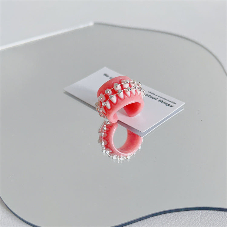 Funny Tooth Female Acrylic Cute Cartoon Rings