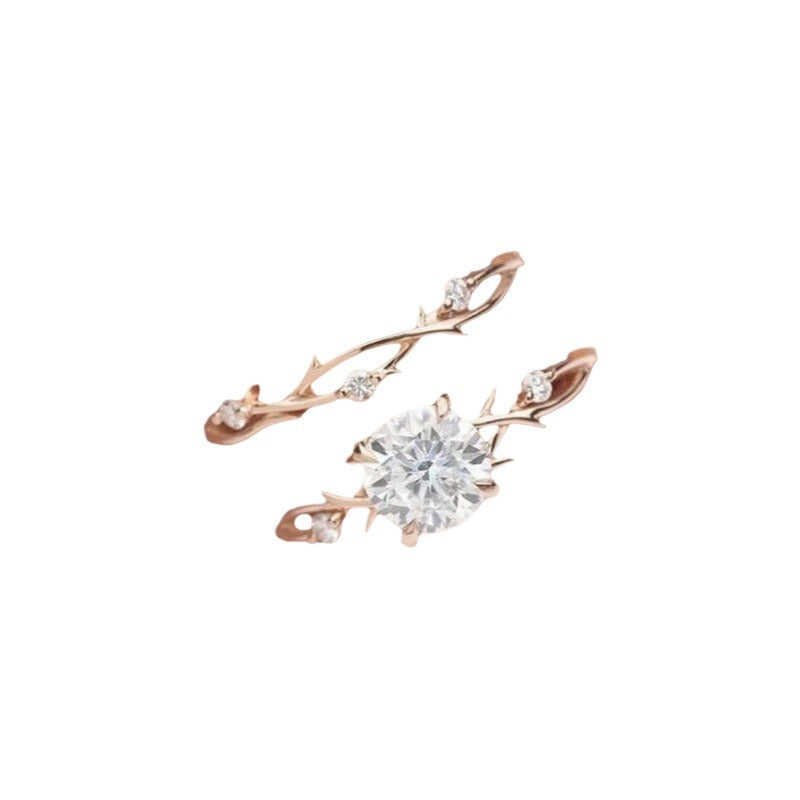 Women's Niche Zircon Proposal Diamond Rose Gold Rings
