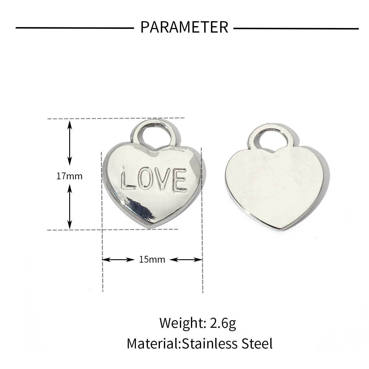 Peach Heart Wings Lock Stainless Steel Retro Titanium Pendants