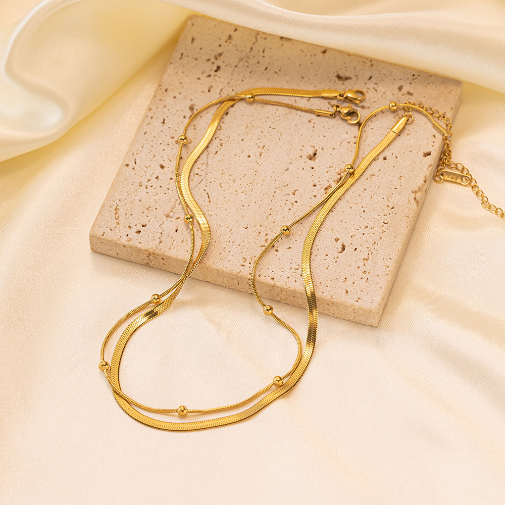 Women's Popular Twin Style Gold-plated Titanium Steel Necklaces