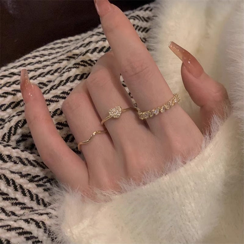 Women's Shining Diamond Snake-shaped Sier Open Advanced Texture Simple Trendy Cool Ring