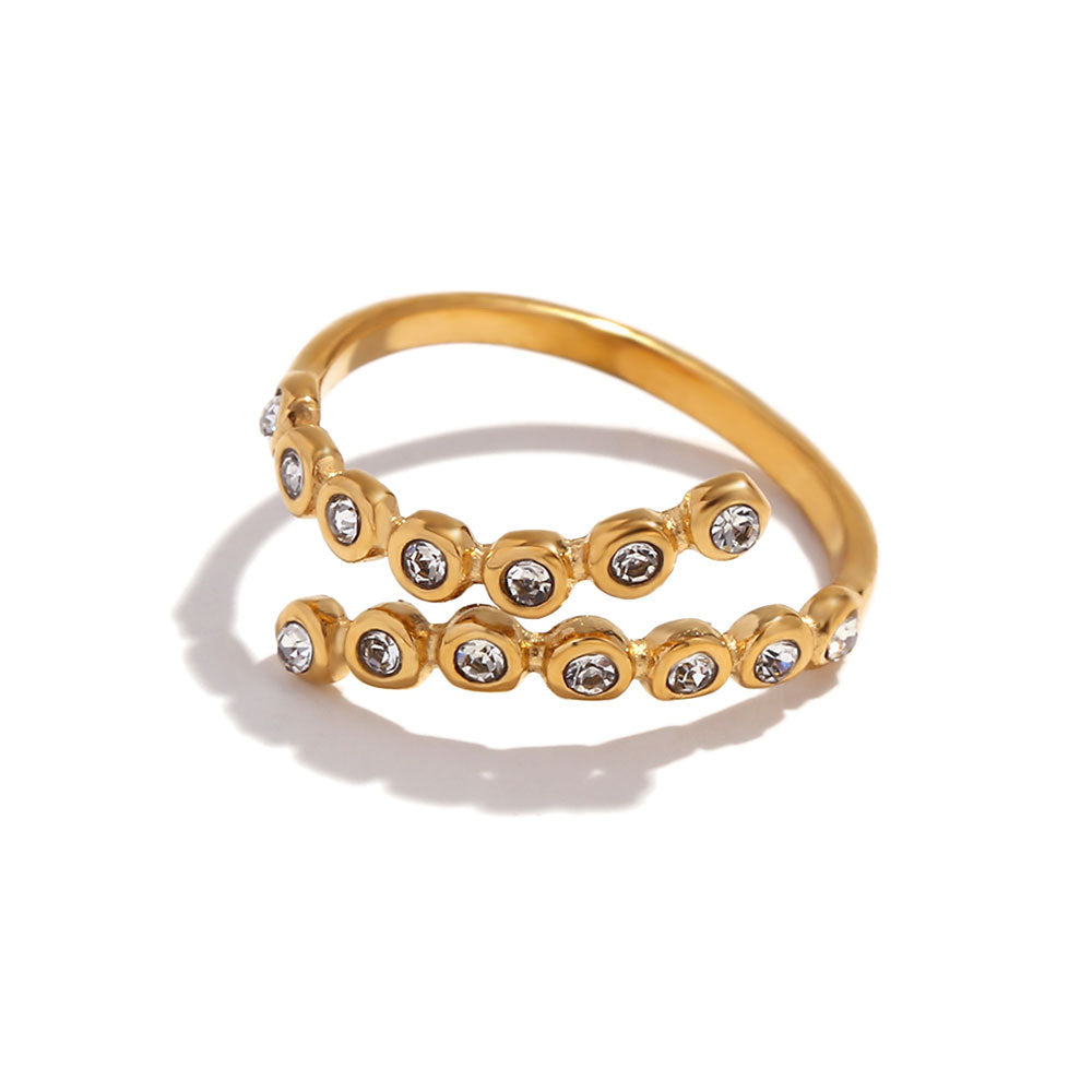 Women's Stainless Steel Gold Plated Cross Open Ring
