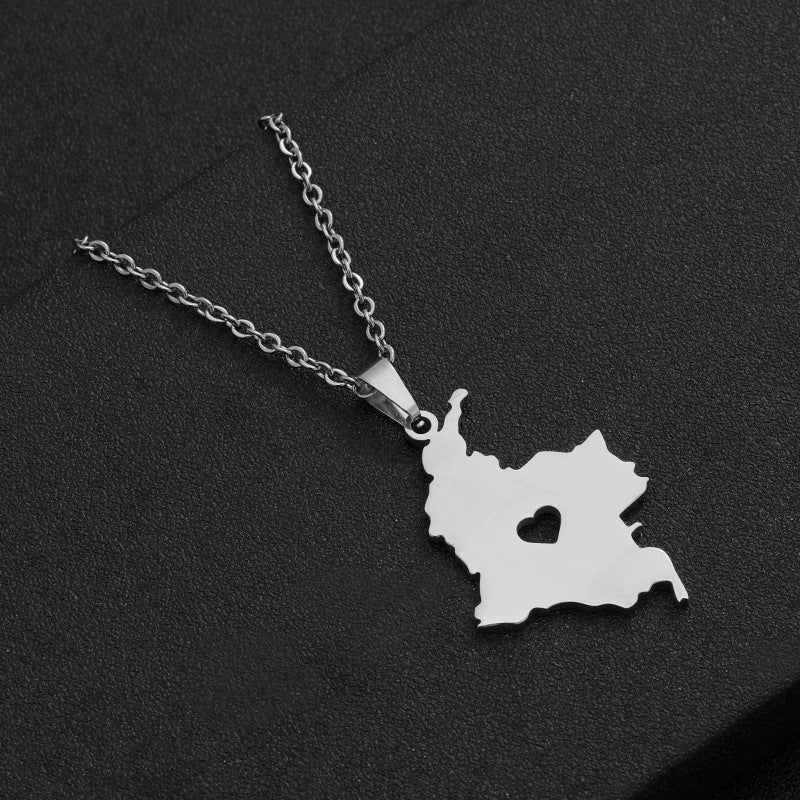 Simple Columbia Glossy Heart Stainless Steel Pendants