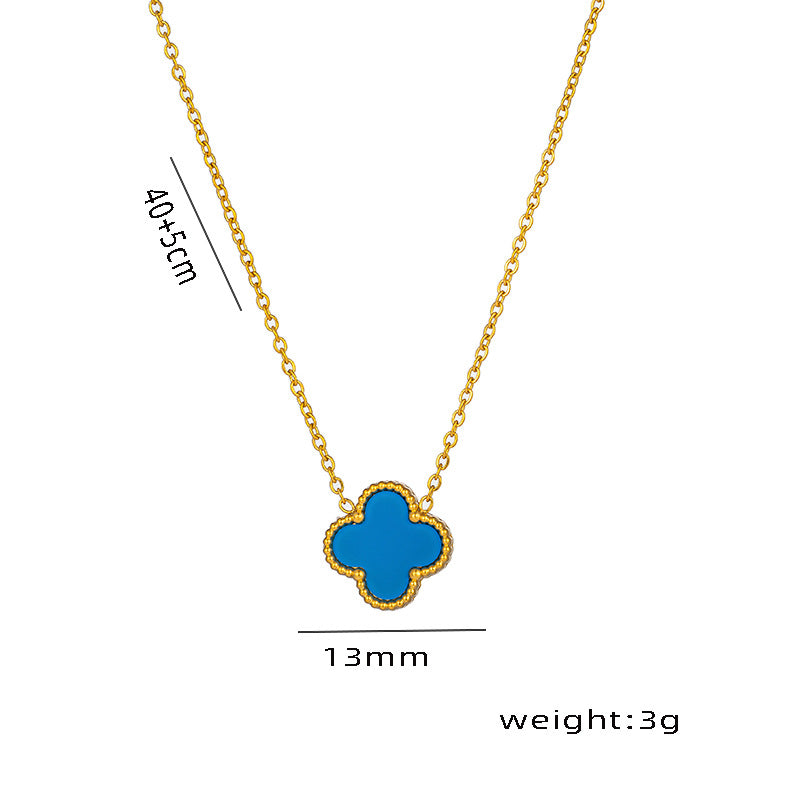 Lucky Double-sided Clover Titanium Steel Gold Simple Light Necklaces