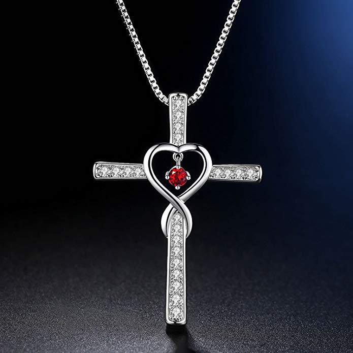 Religious Belief Inlaid Zircon Love Heart Pendants