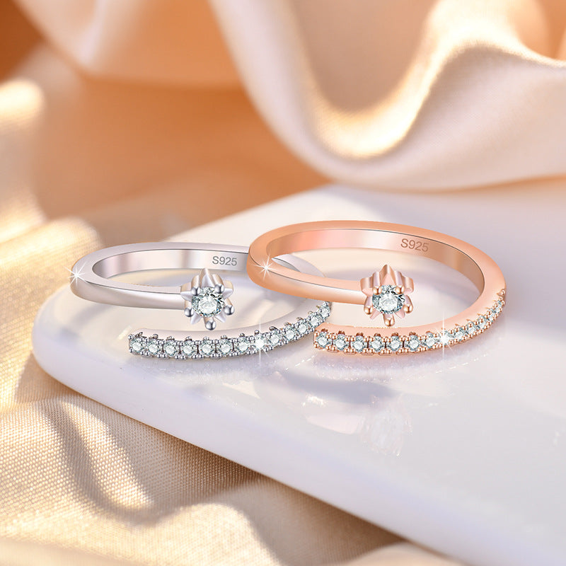 Simple Opening Five-pointed Star Zircon Ornament Rings