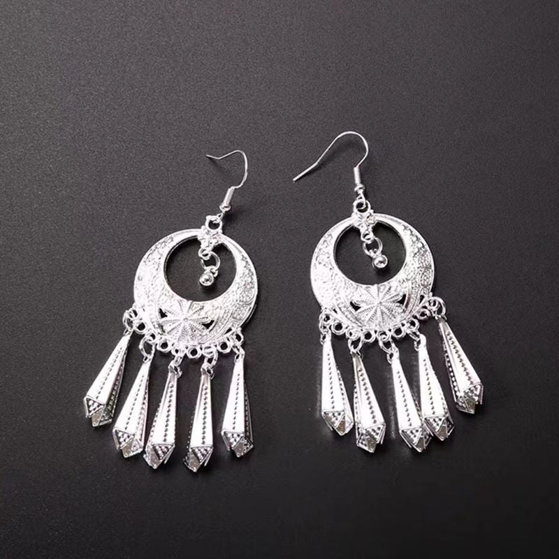 Imitation Miao Sier Ethnic Style Peacock Earrings